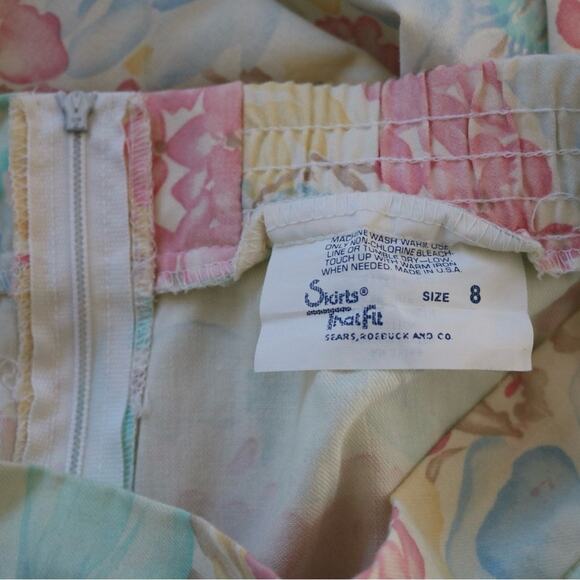 Vintage ‘70s Sears Skirts That Fit Pastel Floral Print A-Line Knee Length Skirt - Picture 8 of 9